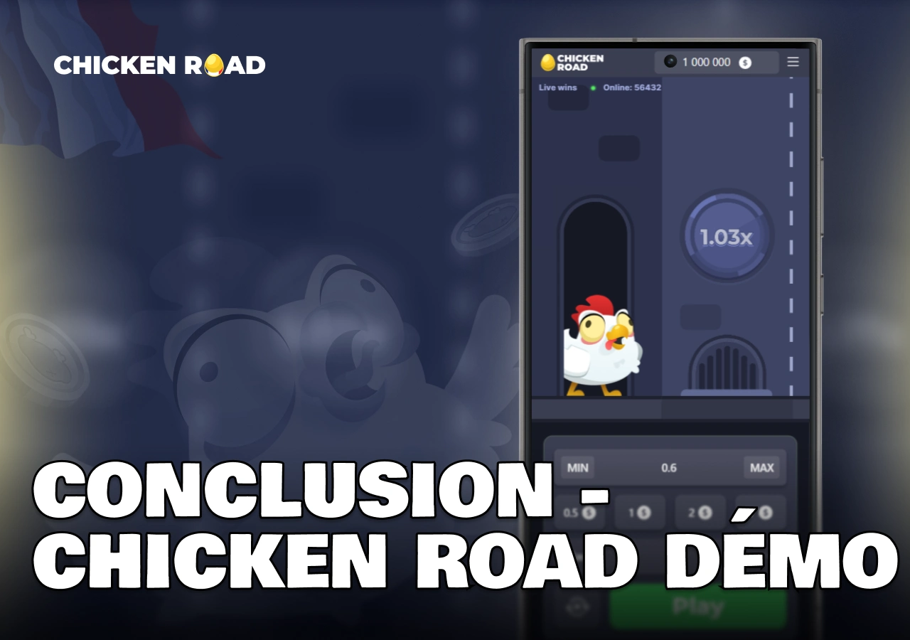 Conclusion sur Chicken Road en version démo, image mobile présentant l’interface et l’expérience de jeu en France
